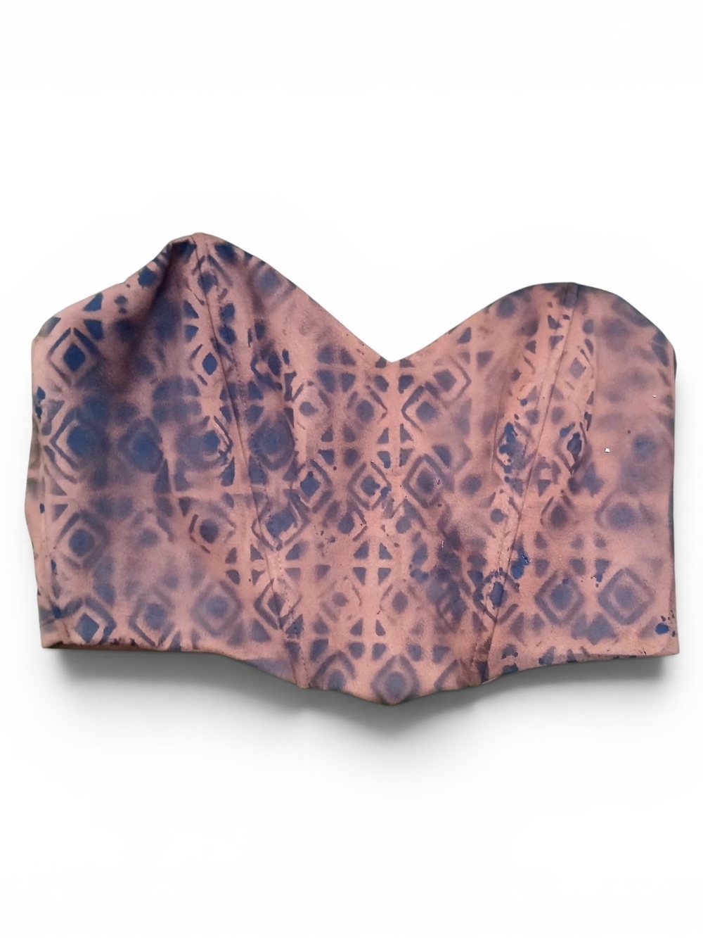 Handpainted Mudcloth Print Strapless Printed Bustier Top L